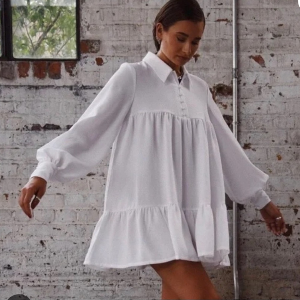 Danielle Bernstein Babydoll Mini Dress in White Size XS